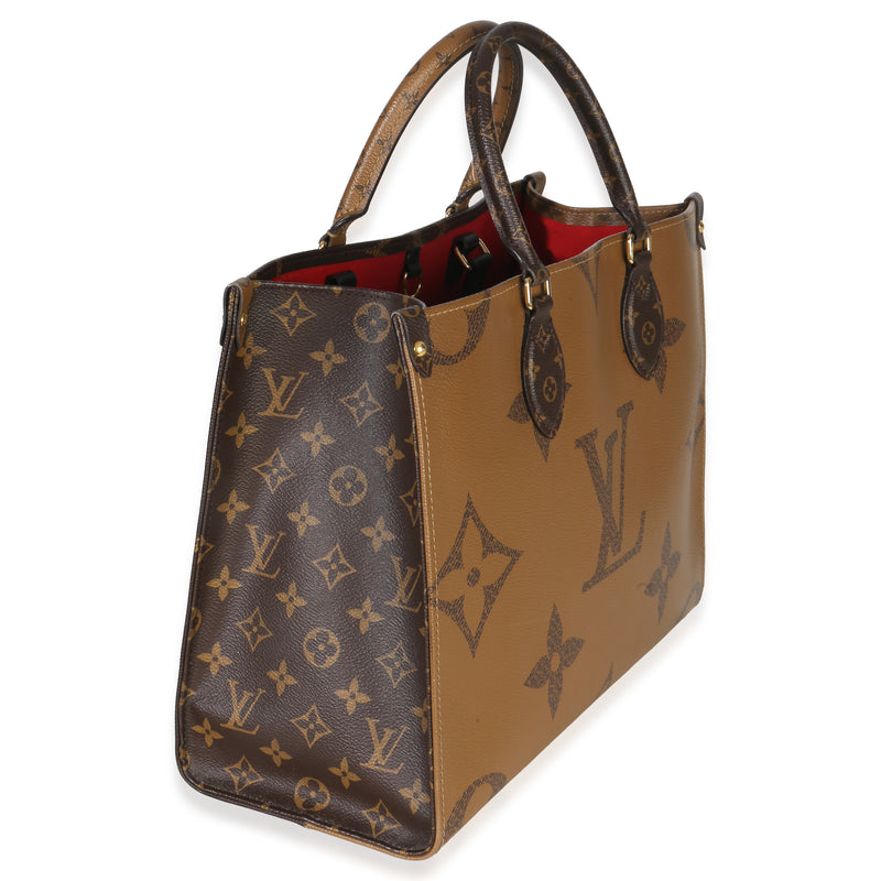 Reverse Monogram Giant Canvas Onthego Mm Brown Handbag