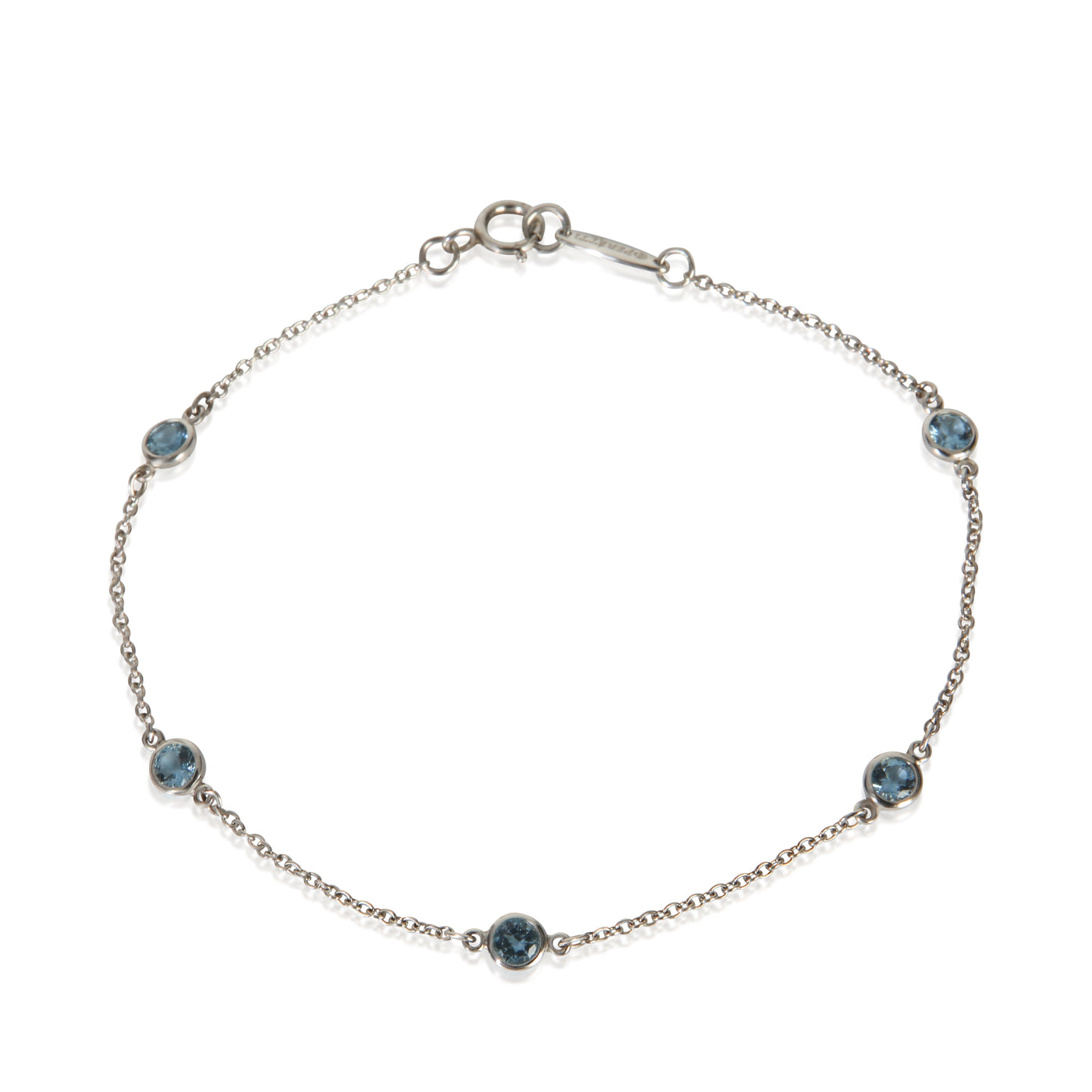Tiffany & Co. Platinum Aquamarine Elsa Peretti By The Yard Bracelet 950
