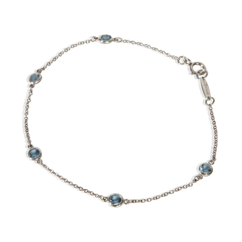 Tiffany & Co. Platinum Aquamarine Elsa Peretti By The Yard Bracelet 950