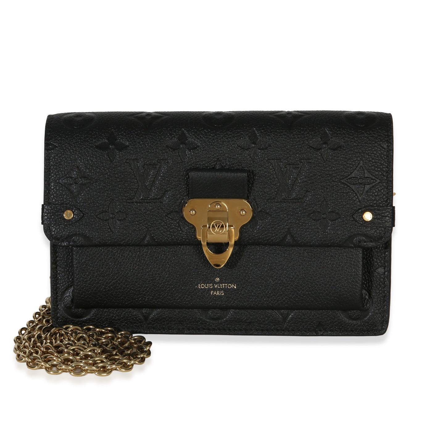 Louis Vuitton Black Monogram Empreinte Vavin Chain Wallet Leather Handbag