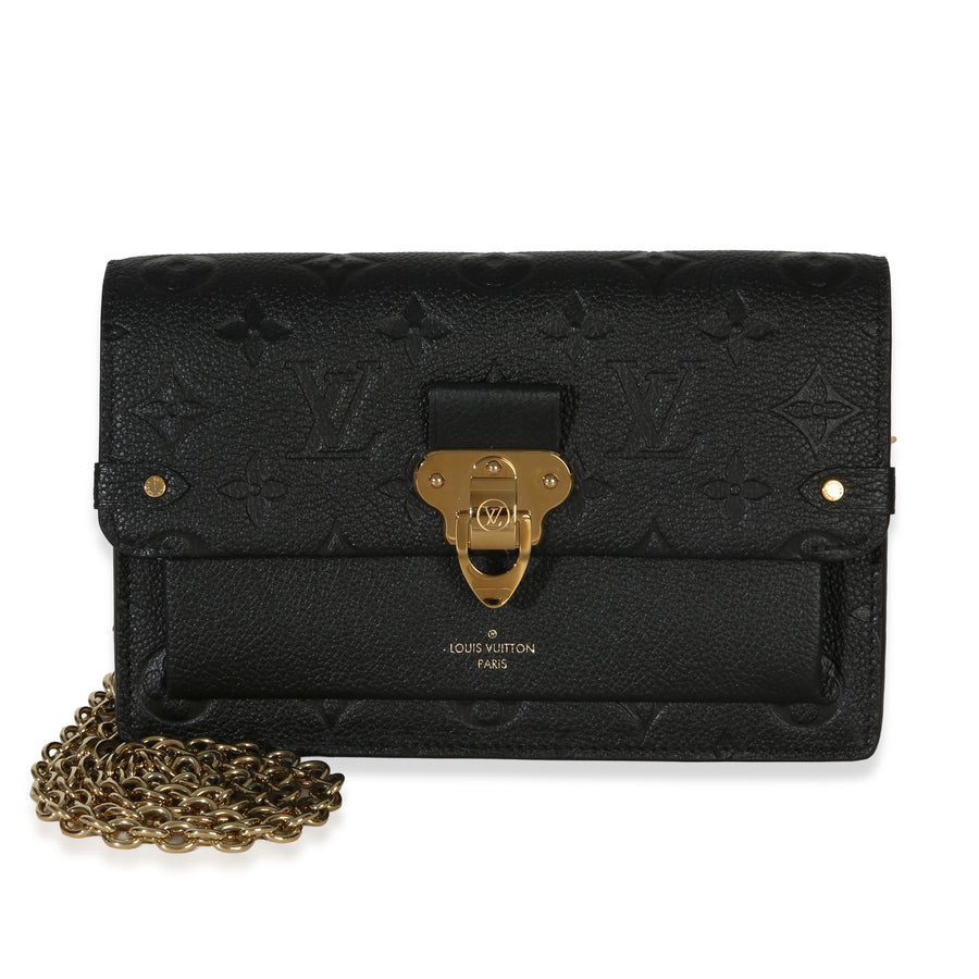 Louis Vuitton Black Monogram Empreinte Vavin Chain Wallet Leather Handbag