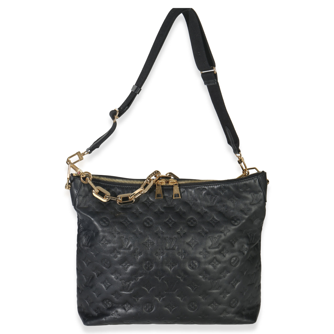 Louis Vuitton Black Monogram Embossed Lambskin Coussin Mm Hobo Leather Handbag