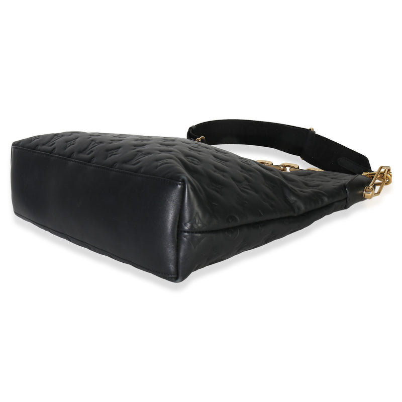 Louis Vuitton Black Monogram Embossed Lambskin Coussin Mm Hobo Leather Handbag
