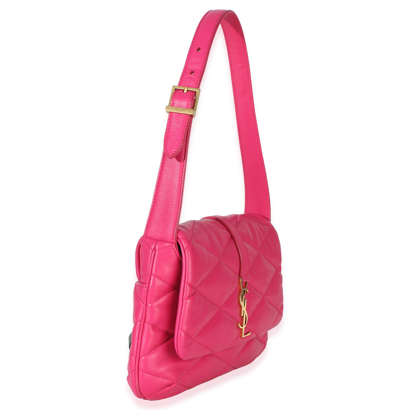 Saint Laurent Pink Diamond Quilted Lambskin Le 5 A 7 Shoulder Flap Bag Leather Handbag
