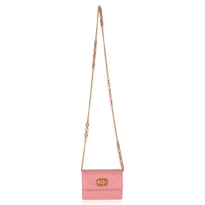 Christian Dior Pink Macrocannage Calfskin Micro Miss Caro Chain Bag Leather Handbag