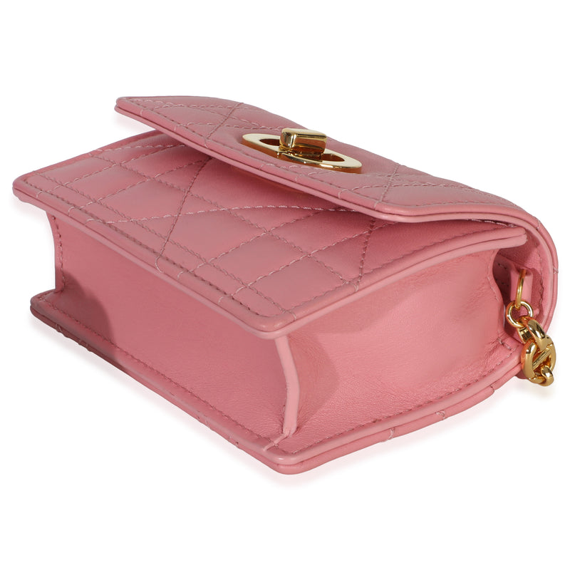 Christian Dior Pink Macrocannage Calfskin Micro Miss Caro Chain Bag Leather Handbag