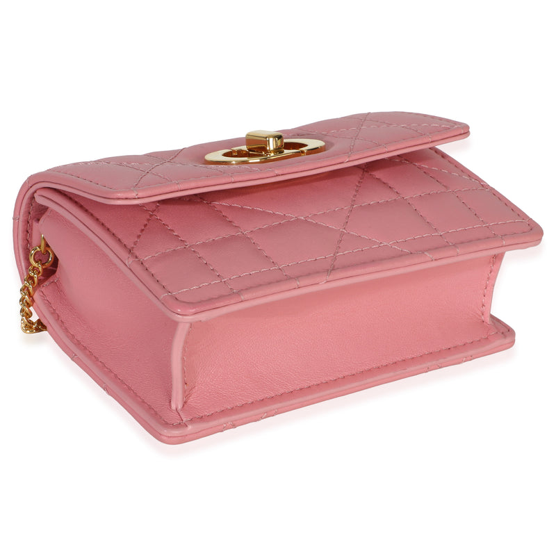 Christian Dior Pink Macrocannage Calfskin Micro Miss Caro Chain Bag Leather Handbag