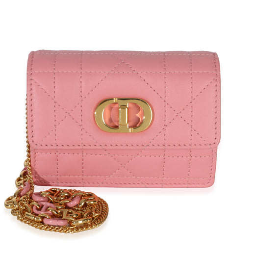 Christian Dior Pink Macrocannage Calfskin Micro Miss Caro Chain Bag Leather Handbag