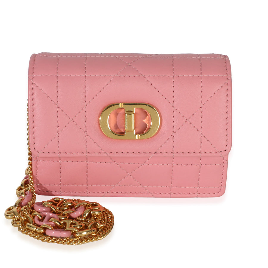Christian Dior Pink Macrocannage Calfskin Micro Miss Caro Chain Bag Leather Handbag