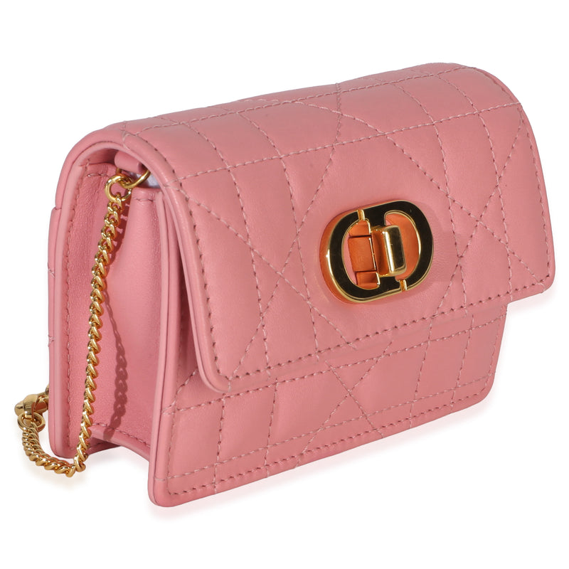 Christian Dior Pink Macrocannage Calfskin Micro Miss Caro Chain Bag Leather Handbag