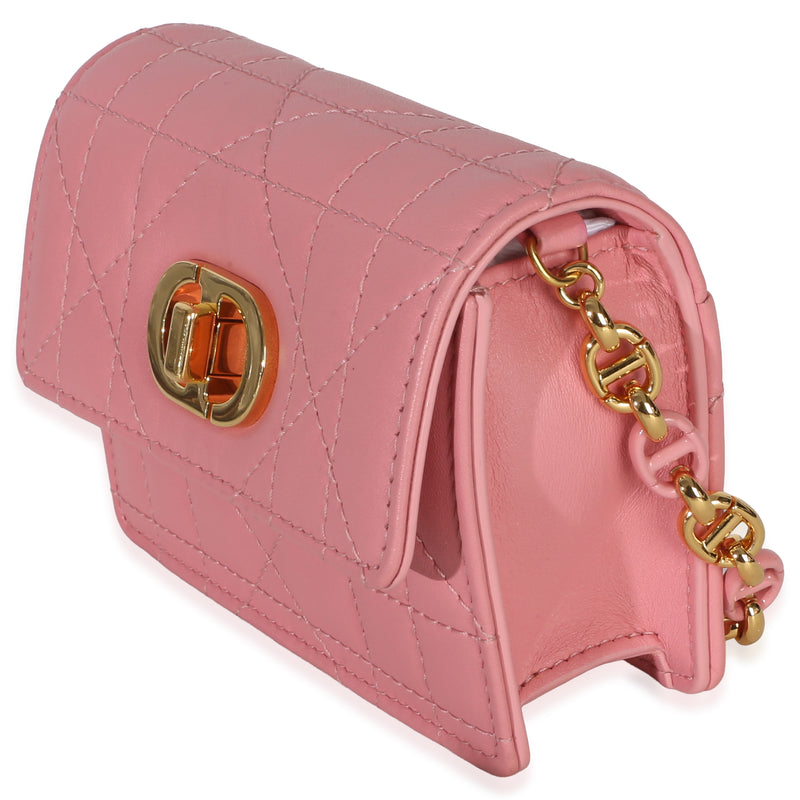 Christian Dior Pink Macrocannage Calfskin Micro Miss Caro Chain Bag Leather Handbag