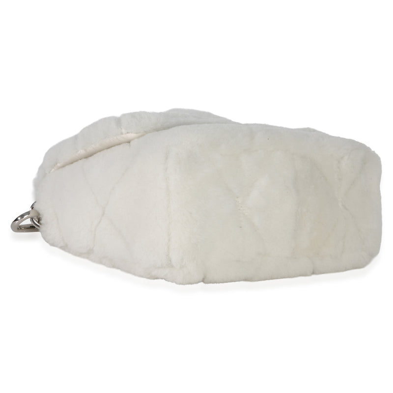 Prada White Shearling Patchwork System Flap Bag Exotic Handbag