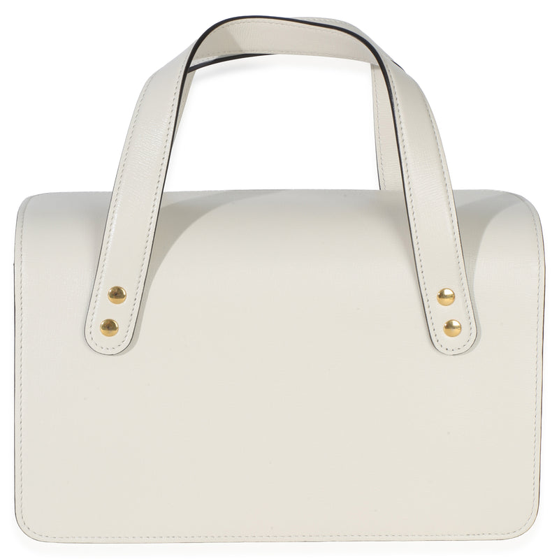Gucci Mystic White Calfskin Small Horsebit 1955 Foldover Top Handle Bag Leather Handbag