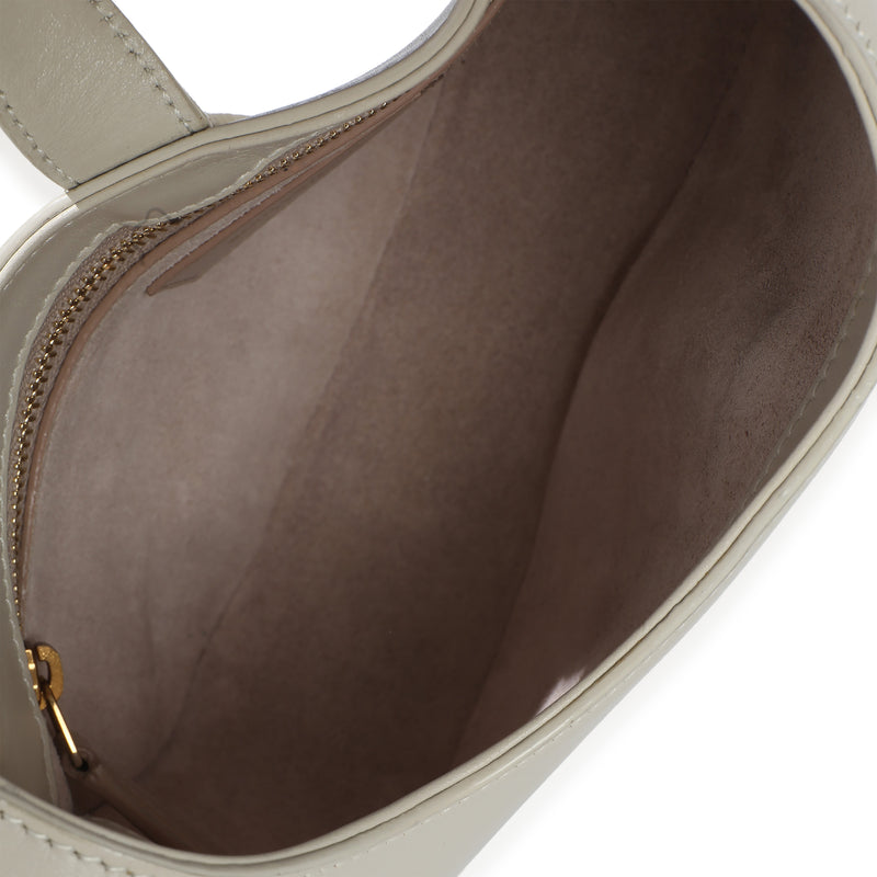 Saint Laurent Cream Smooth Calfskin Le Fermoir Hobo Neutral Leather Handbag