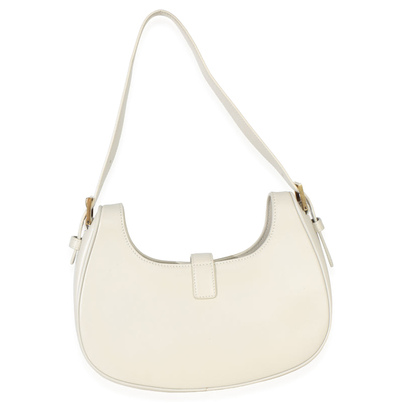 Saint Laurent Cream Smooth Calfskin Le Fermoir Hobo Neutral Leather Handbag