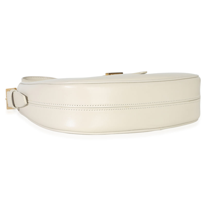Saint Laurent Cream Smooth Calfskin Le Fermoir Hobo Neutral Leather Handbag