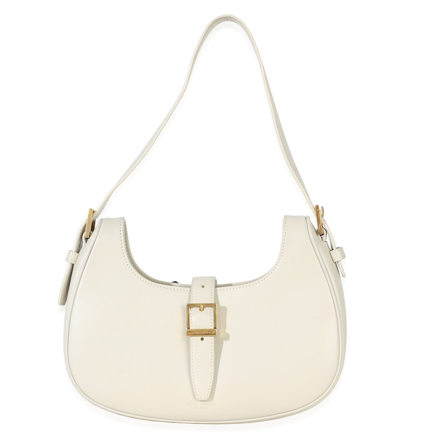 Saint Laurent Cream Smooth Calfskin Le Fermoir Hobo Neutral Leather Handbag