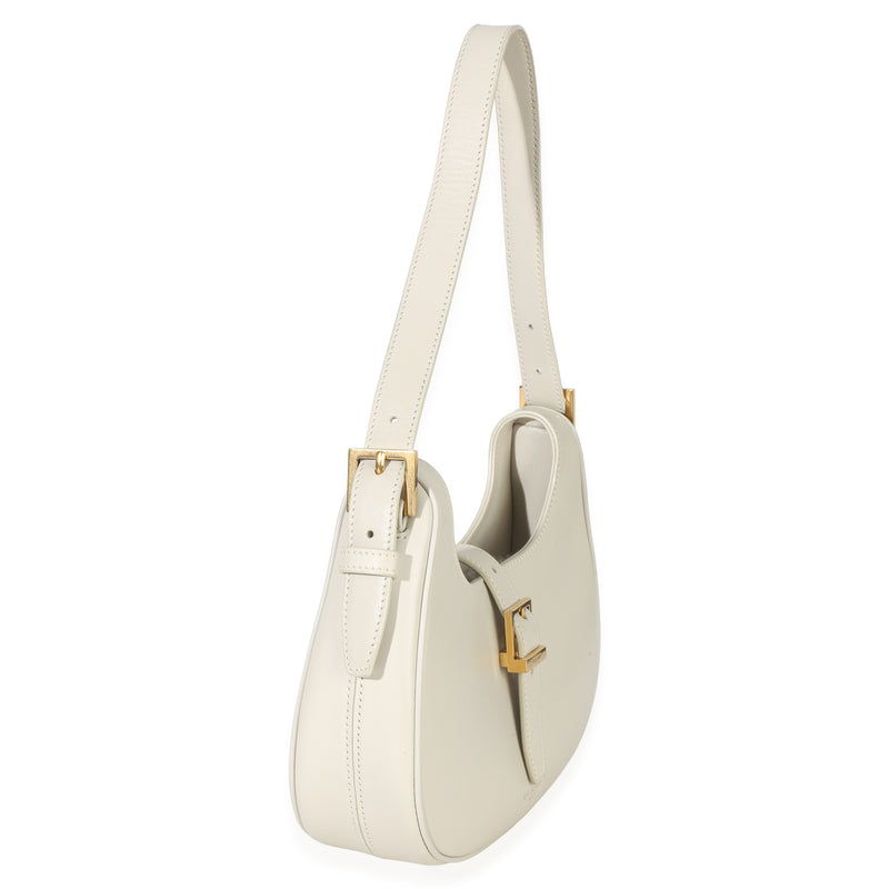 Saint Laurent Cream Smooth Calfskin Le Fermoir Hobo Neutral Leather Handbag