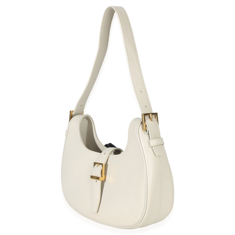 Saint Laurent Cream Smooth Calfskin Le Fermoir Hobo Neutral Leather Handbag