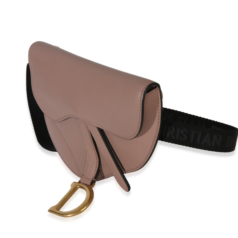 Christian Dior Pink Calfskin Saddle Belt Pouch Leather Handbag
