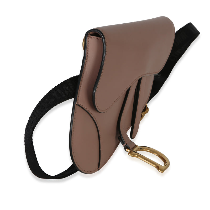 Christian Dior Pink Calfskin Saddle Belt Pouch Leather Handbag