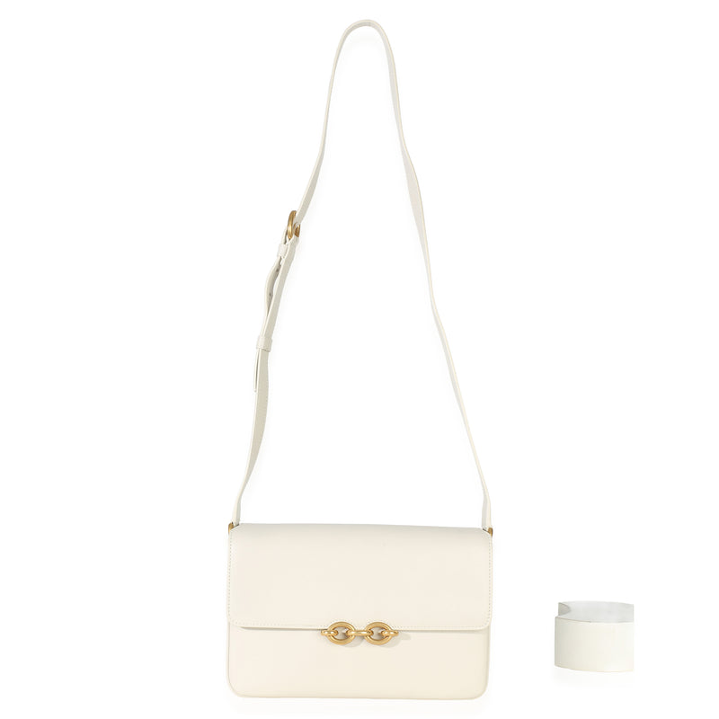 Saint Laurent Cream Smooth Calfskin Le Maillon Satchel Neutral; White Leather Handbag
