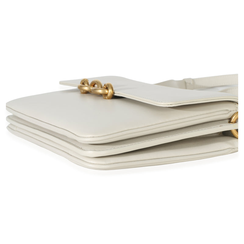 Saint Laurent Cream Smooth Calfskin Le Maillon Satchel Neutral; White Leather Handbag