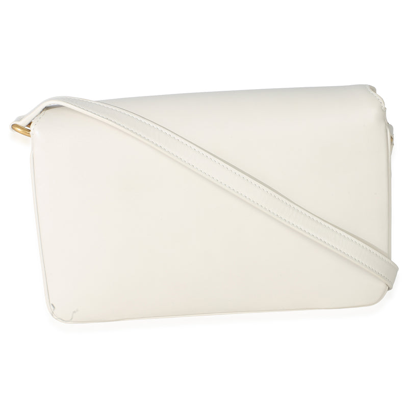 Saint Laurent Cream Smooth Calfskin Le Maillon Satchel Neutral; White Leather Handbag