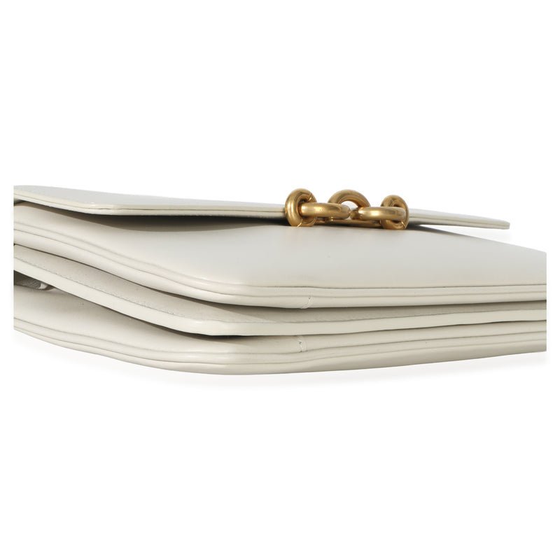Saint Laurent Cream Smooth Calfskin Le Maillon Satchel Neutral; White Leather Handbag