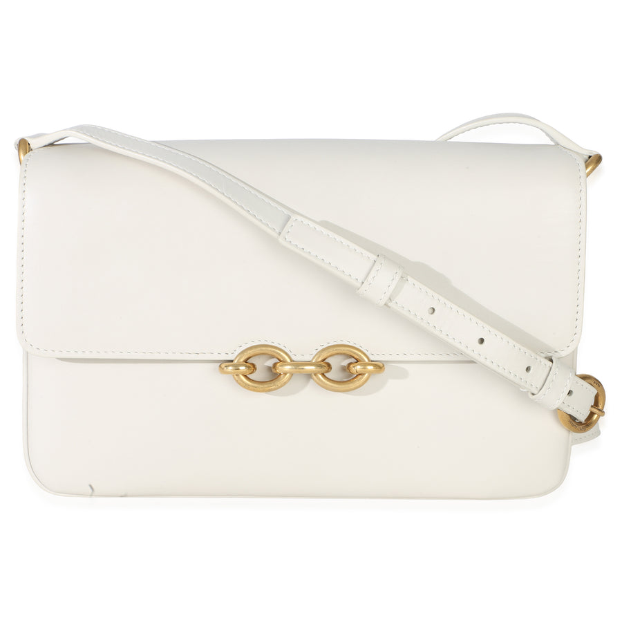 Saint Laurent Cream Smooth Calfskin Le Maillon Satchel Neutral; White Leather Handbag