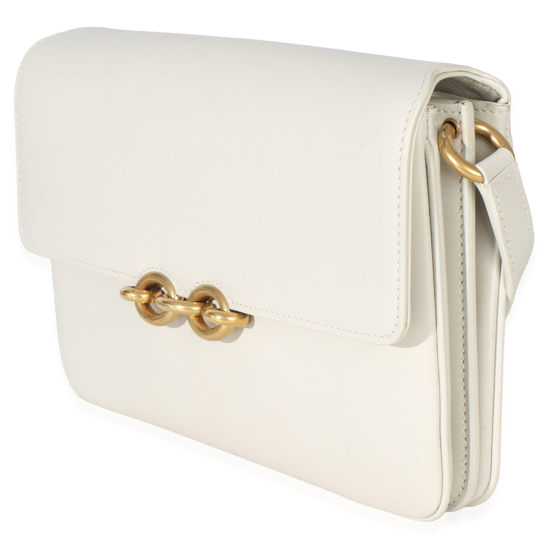 Saint Laurent Cream Smooth Calfskin Le Maillon Satchel Neutral; White Leather Handbag