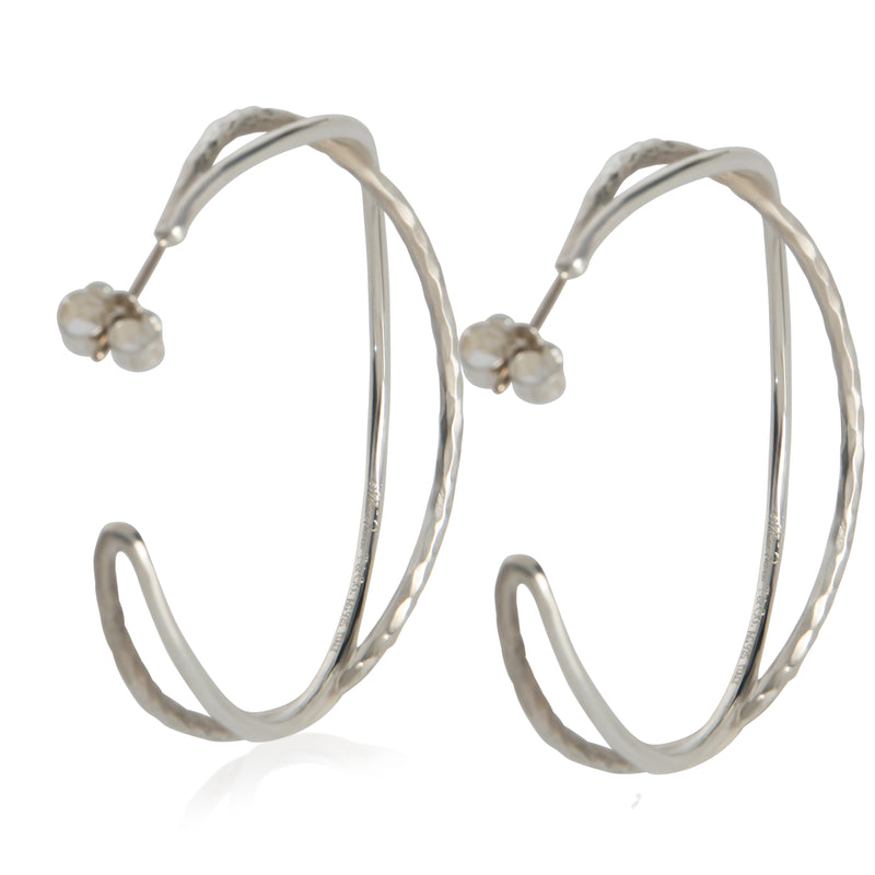 Tiffany & Co. Sterling Silver Paloma Picasso Crossover Hoop Earrings 925