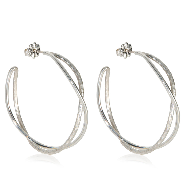 Tiffany & Co. Sterling Silver Paloma Picasso Crossover Hoop Earrings 925
