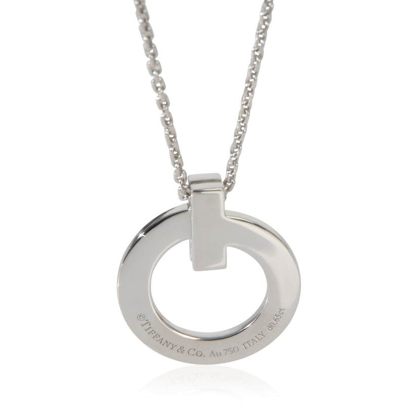 Tiffany & Co. White Gold Diamond T T1 Circle Pendant 18k