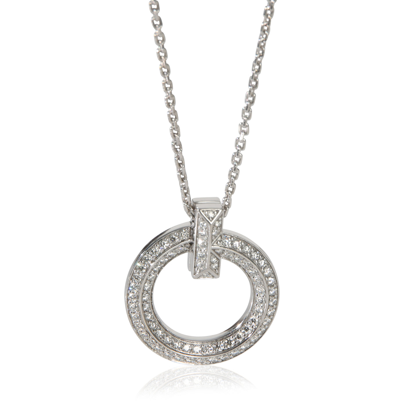 Tiffany & Co. White Gold Diamond T T1 Circle Pendant 18k