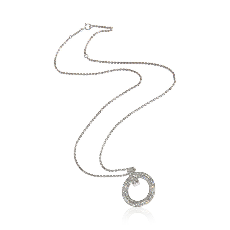 Tiffany & Co. White Gold Diamond T T1 Circle Pendant 18k