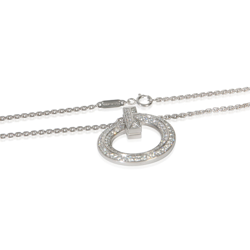 Tiffany & Co. White Gold Diamond T T1 Circle Pendant 18k