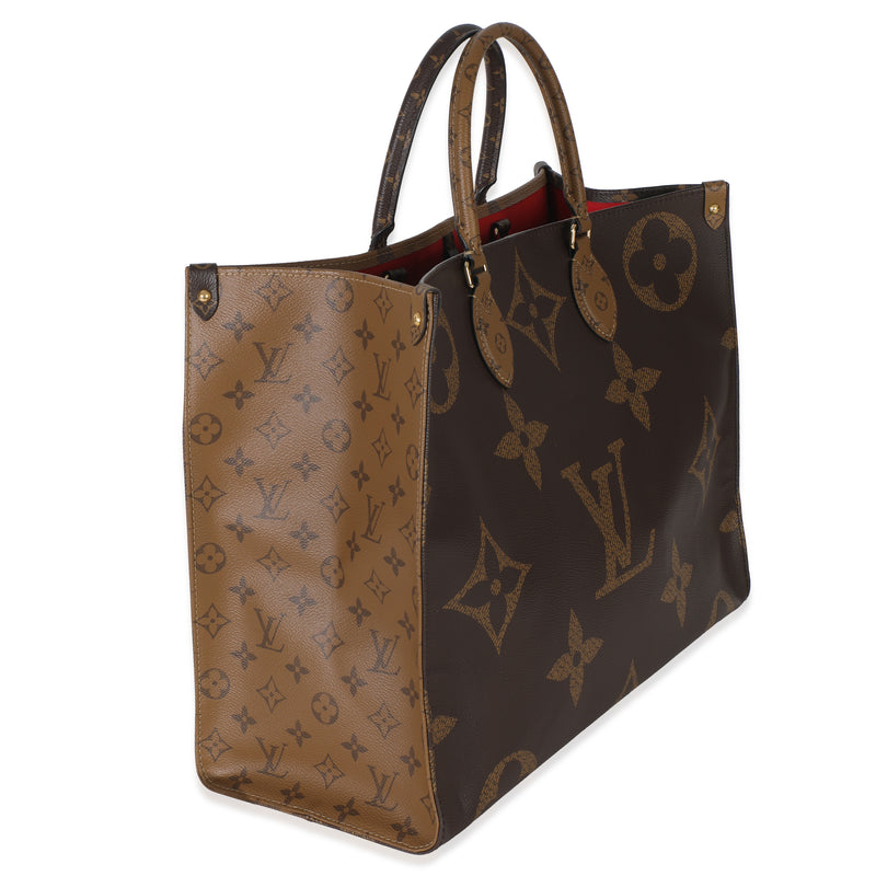 Louis Vuitton Reverse Monogram Canvas Onthego Gm Brown Handbag