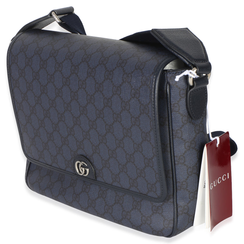 Gucci Blue Black Tender Gg Supreme Dollar Calfskin Ophidia Messenger Bag Canvas Handbag