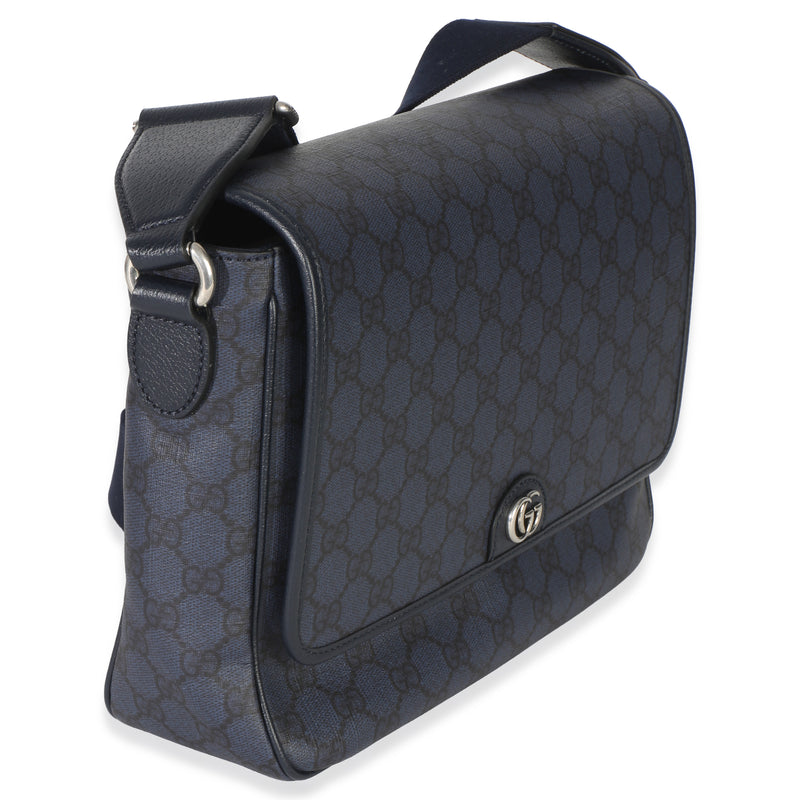 Gucci Blue Black Tender Gg Supreme Dollar Calfskin Ophidia Messenger Bag Canvas Handbag