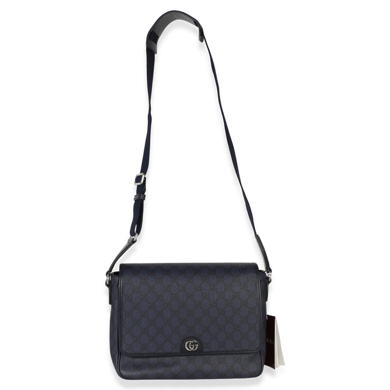 Gucci Blue Black Tender Gg Supreme Dollar Calfskin Ophidia Messenger Bag Canvas Handbag