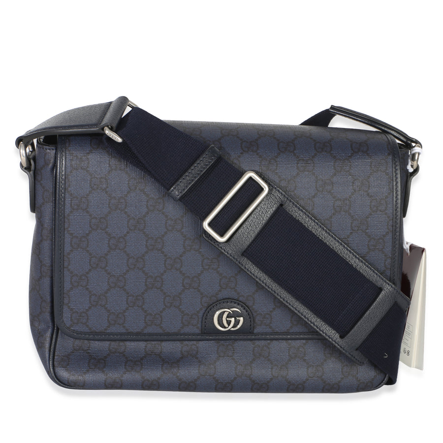 Gucci Blue Black Tender Gg Supreme Dollar Calfskin Ophidia Messenger Bag Canvas Handbag