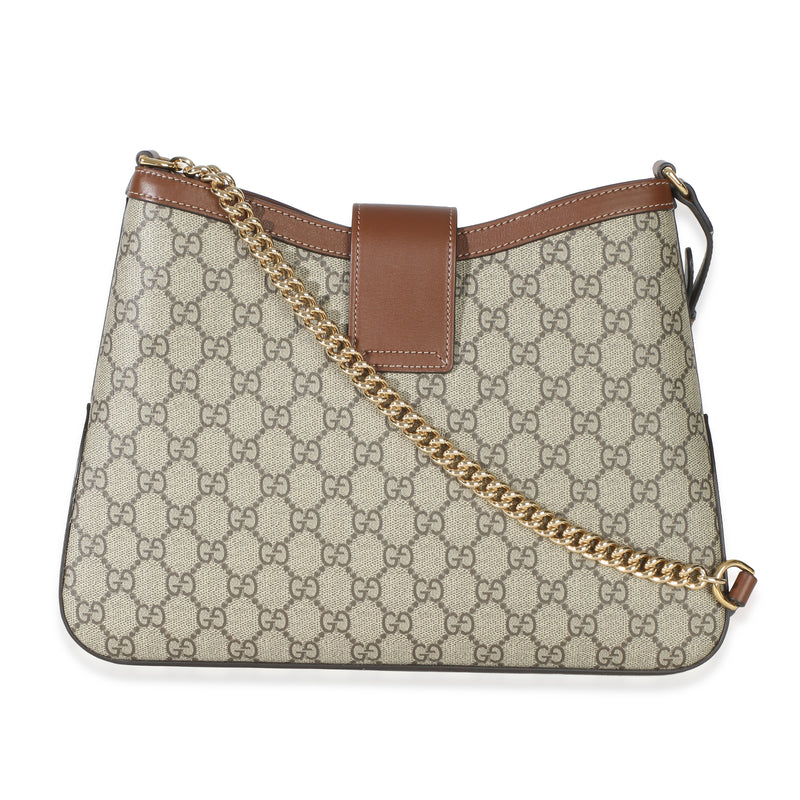 Gucci Beige Ebony Gg Supreme Monogram Canvas Medium Padlock Shoulder Bag Handbag
