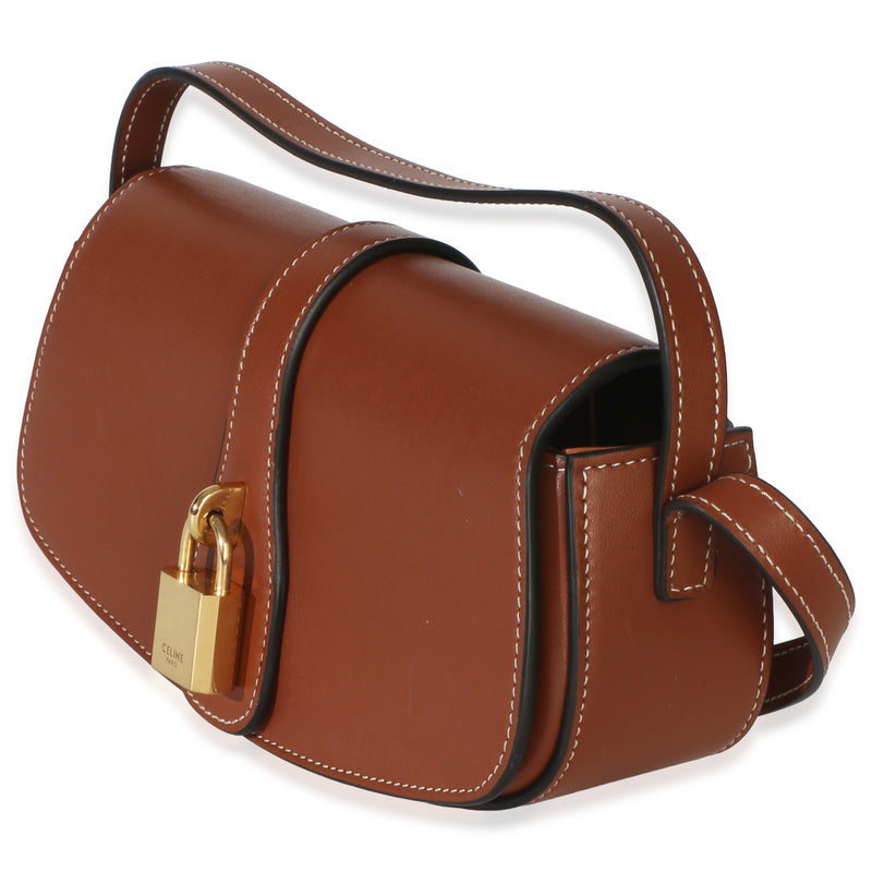 Celine Brown Smooth Calfskin Tabou Clutch On Strap Leather Handbag
