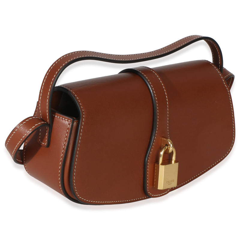 Celine Brown Smooth Calfskin Tabou Clutch On Strap Leather Handbag