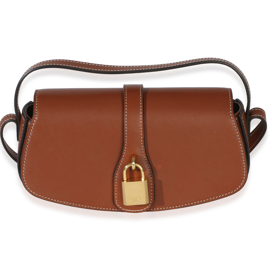 Celine Brown Smooth Calfskin Tabou Clutch On Strap Leather Handbag