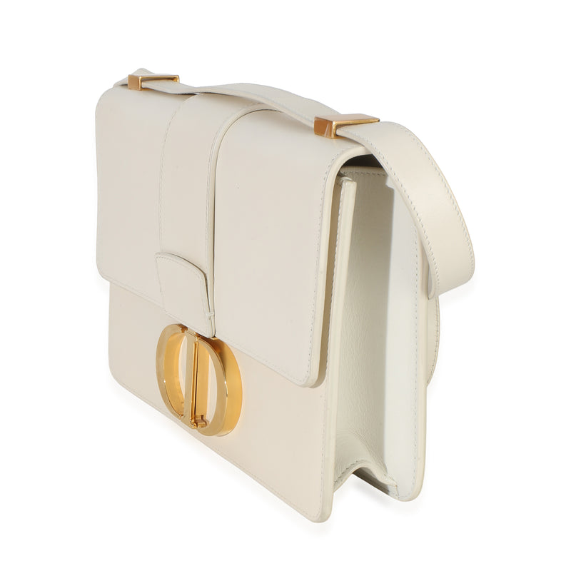 Christian Dior White Smooth Box Calfskin 30 Montaigne Flap Leather Handbag