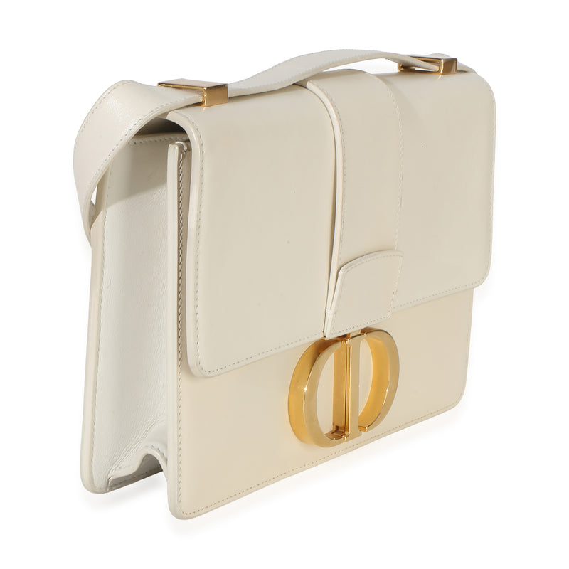 Christian Dior White Smooth Box Calfskin 30 Montaigne Flap Leather Handbag