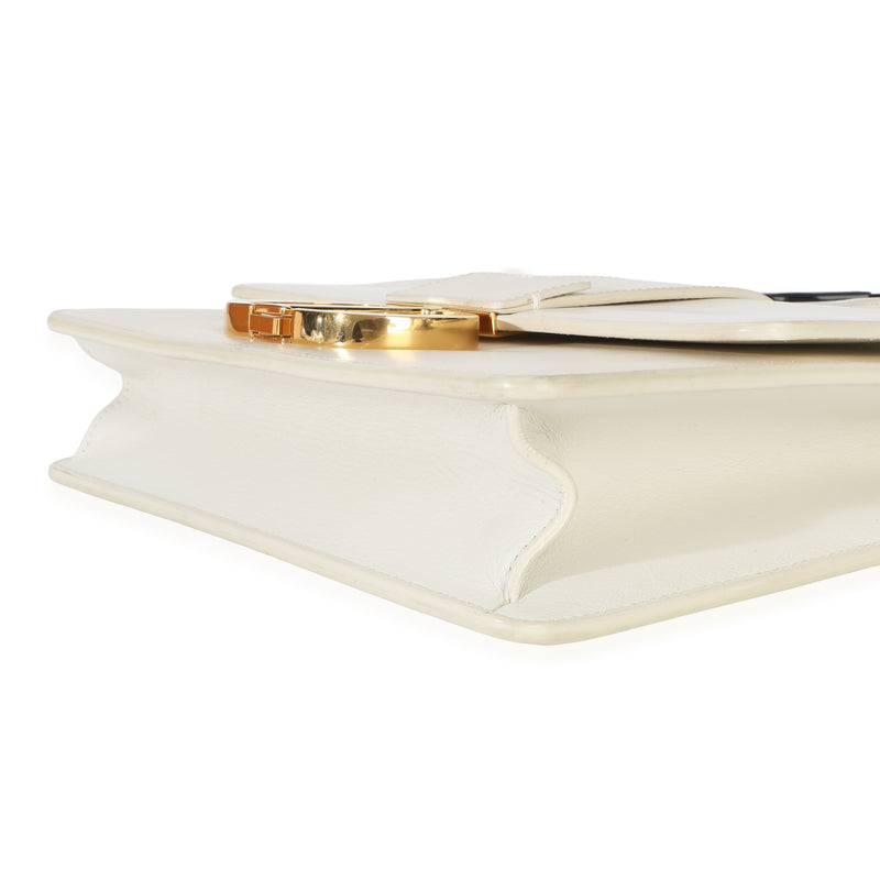 Christian Dior White Smooth Box Calfskin 30 Montaigne Flap Leather Handbag