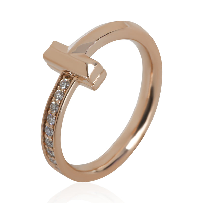 Tiffany & Co. Rose Gold Diamond T T1 Ring 18k
